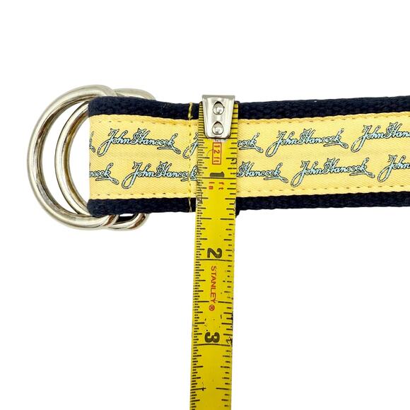 Vineyard Vines XL Belt John Hancock Script Yellow Navy Canvas D-Ring USA Made - Picture 5 of 5